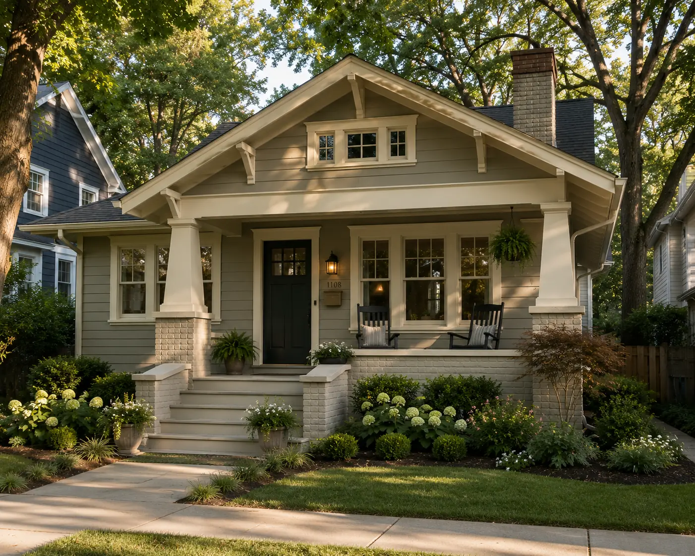 Revere Pewter Craftsman bungalow — approved Heritage Wall Works exterior painting visualization